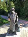 STATUE OF LOCAL HERO WHO WALKED THIS WAY EVERY DAY WITH HIS CAT