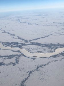 FROM AIRPLANE CHURCHILL RIVER IN FROZEN TUNDRA