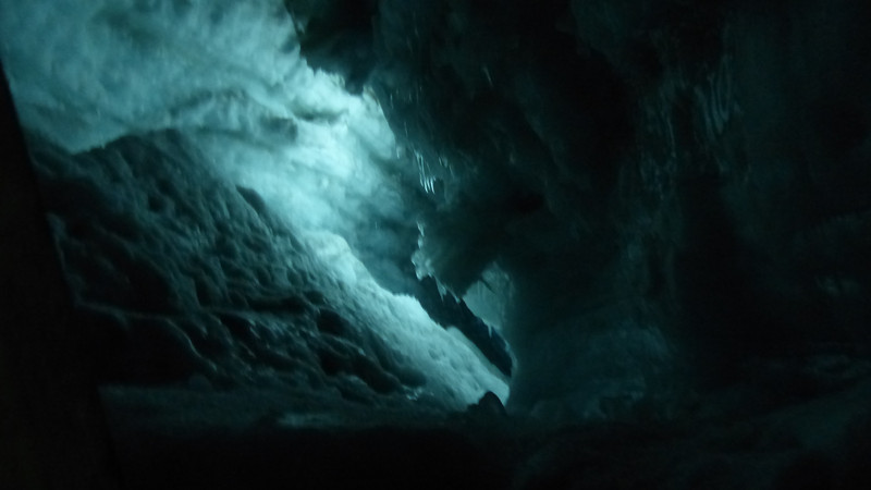 A CREVASS SEEN FROM INSIDE THE GLACIER
