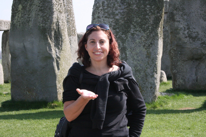 Mum in front of Stonehenge with crystal