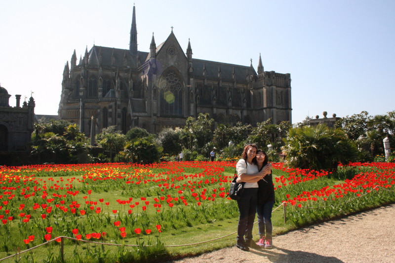 Evie and I amongst the Tulips