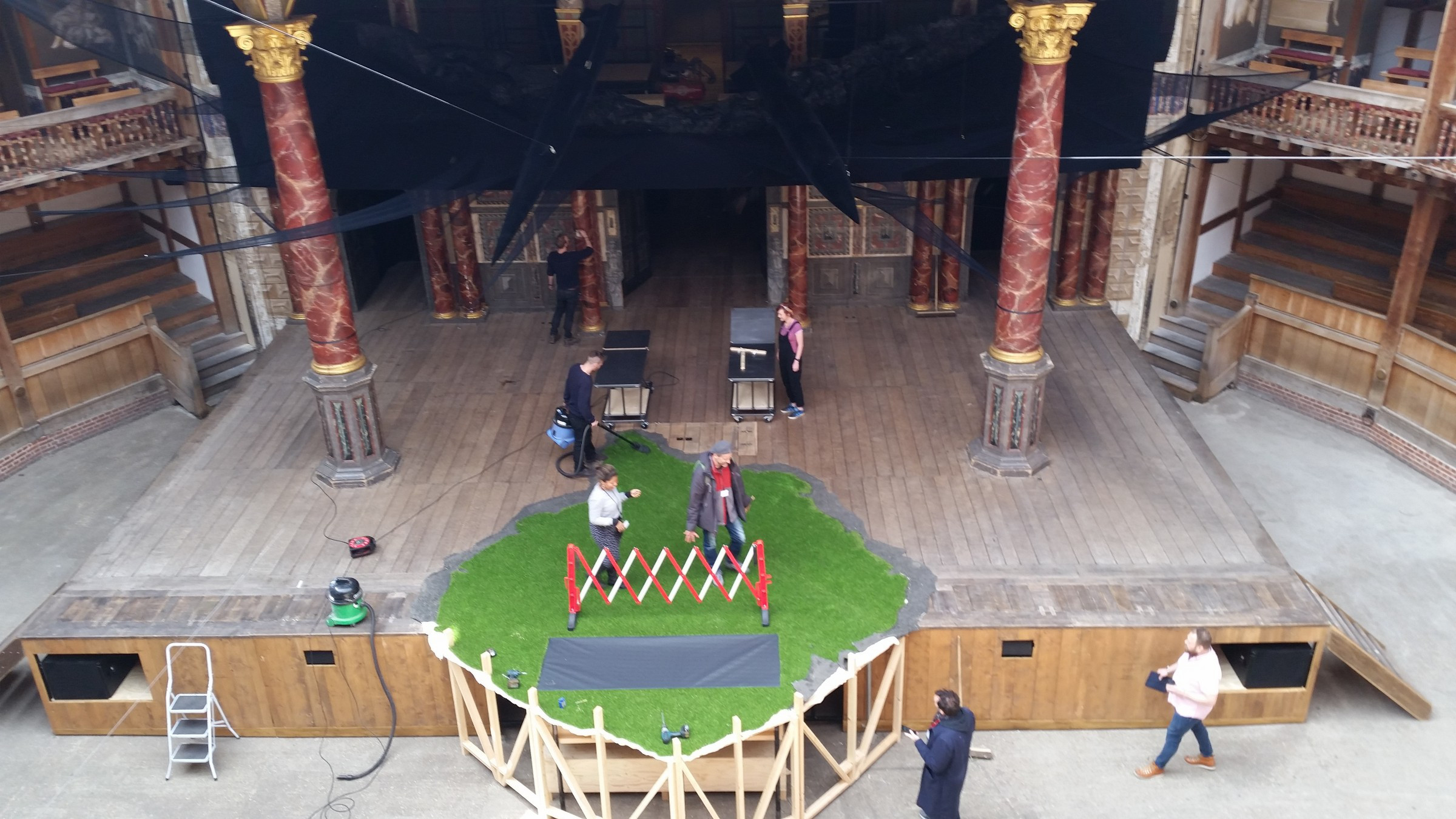 The Globe Theatre stage during bump in for Romeo and Juliet Photo