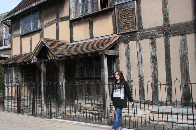 Evie outside Shakespeare's birthplace