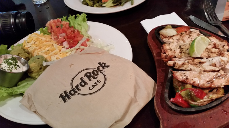 The Entree size fajitas at the Hard Rock Cafe