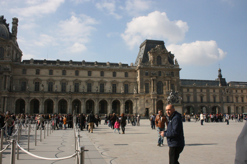 in the courtyard of the Louvre