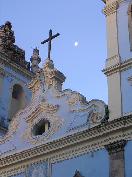 church with moon
