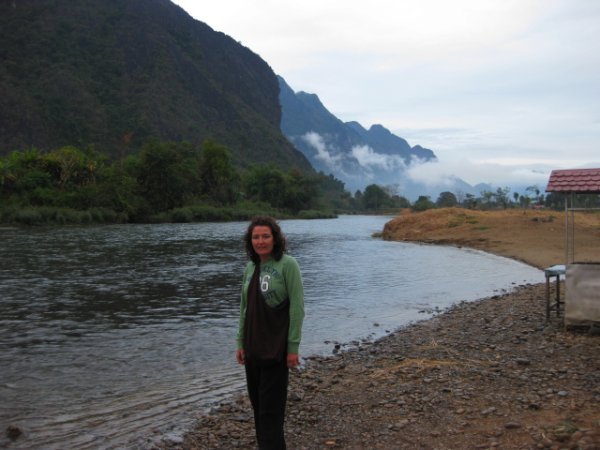 Michelle in Vang Vieng.. cold!