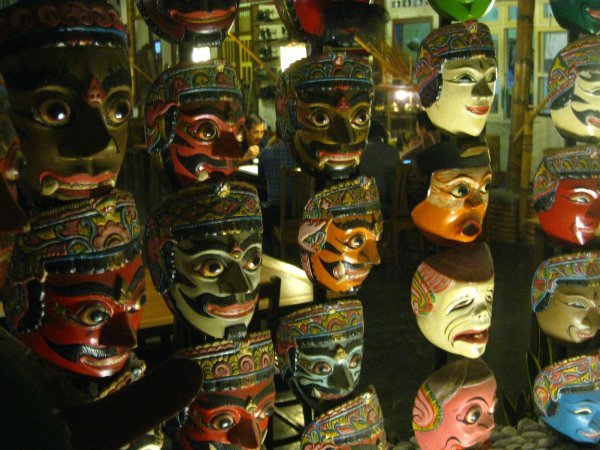 Scary masks in the restaurant