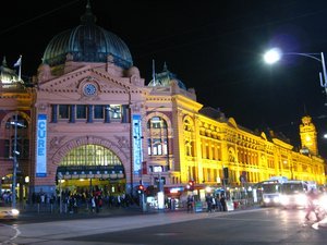 Flinders street station at night