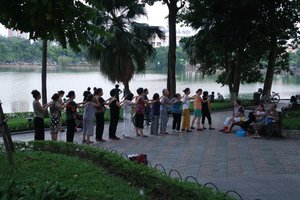 Some sort of massage class by Sword Lake, Hanoi 