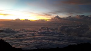 Clouds below us for sunrise at the summit 