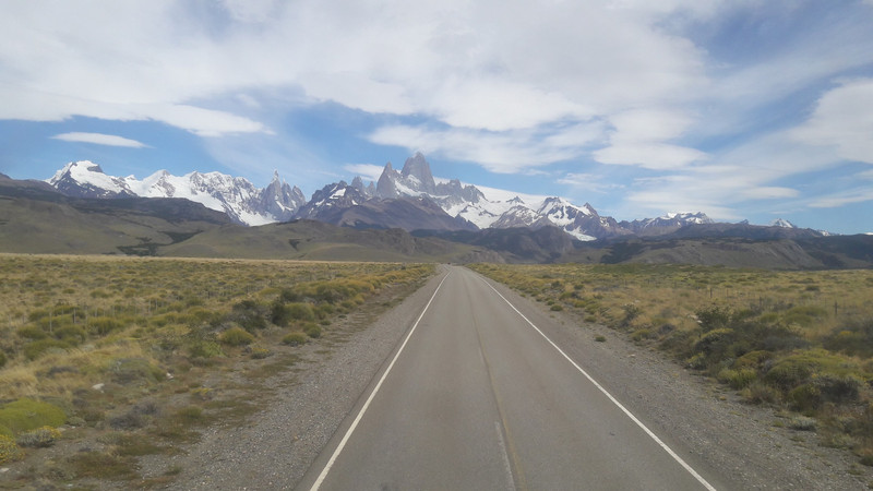 Our last view of Cerro Fitz Roy from the back window of a bus!
