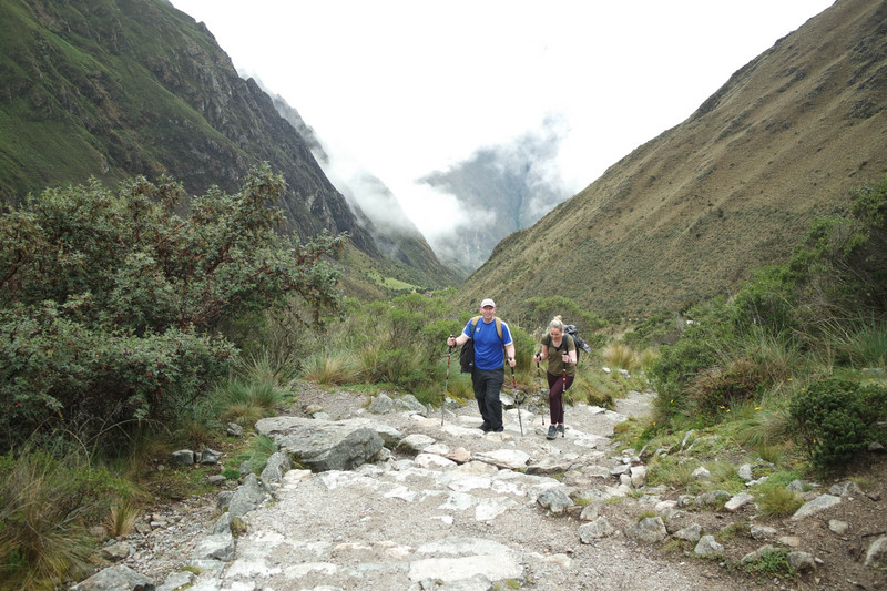 Damo and Anna tearing along the Inca Trail 