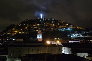 La Virgin del Panecillo at night in Quito 