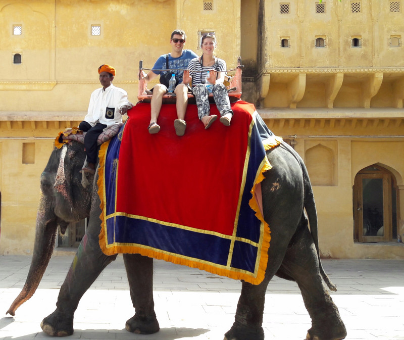 The elephant ride up to Amber Fort