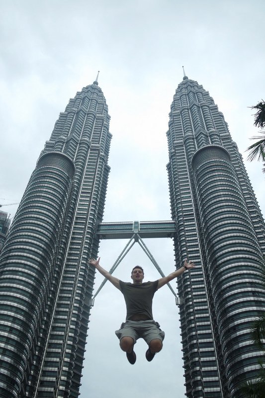 Going buck ape at the Petronas Twin Towers, KL