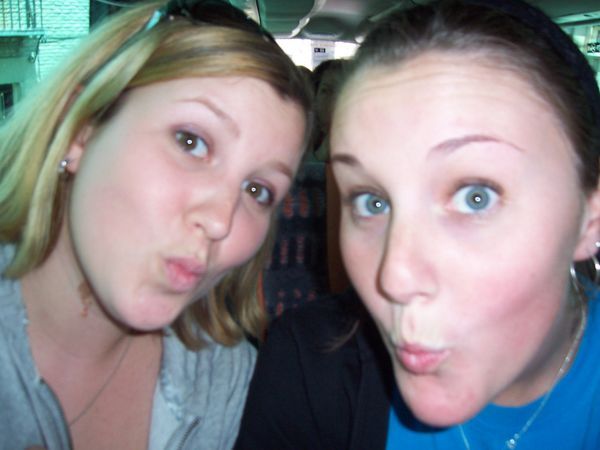 Kate and I being goofy on the bus ride back...