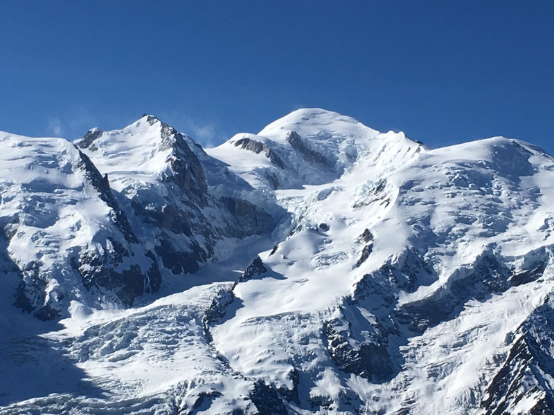 Mont Blanc is the domed peak in the center of the picture