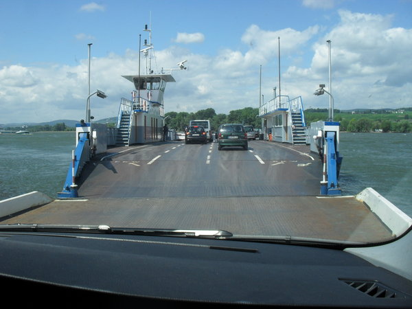 Car ferry across the Rhine