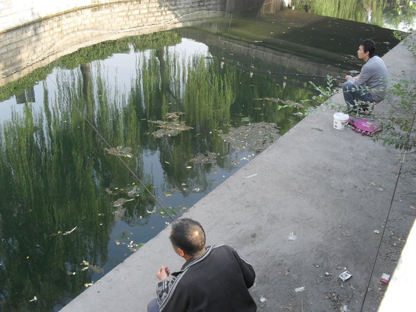 Fishing in the moat