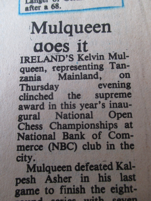Tanzanian Chess Champion 1991