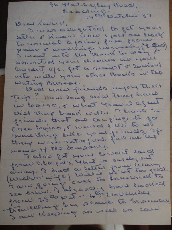 Letter from Mum October 1987