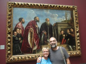 Titian's 'The Vendramin Family' (my friends Dagmar and Angelo in the foreground)