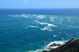 Cape Reinga rencontre en la Mer de Tasman et le Pacifique