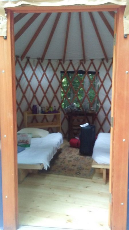 Inside our yurt