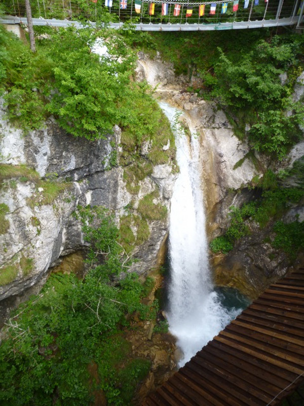Waterfall near footbridge