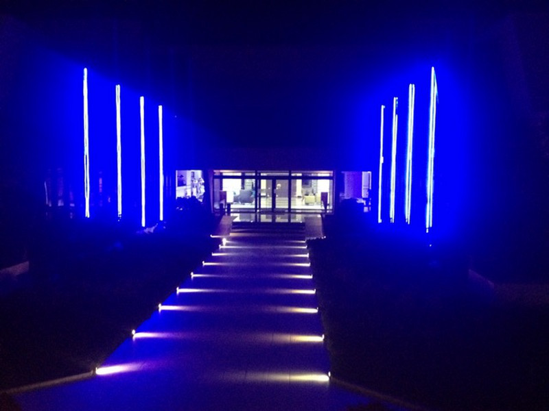 Hotel entrance at night