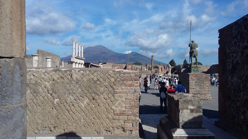 Looking down the main Forum to Vesuvius