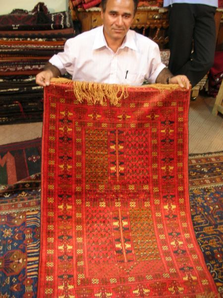 Hossein showing me a silk item