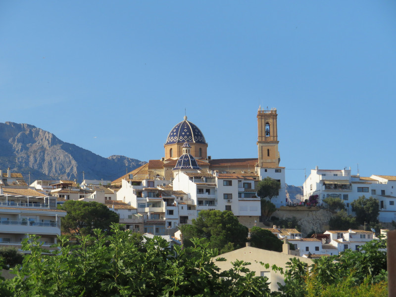 View of Altea church as we walked to dinner