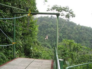 Pat coming in on a Zip Lining platform