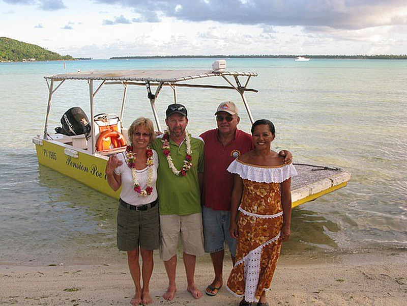 With our hosts at Maupiti, French Polynesia