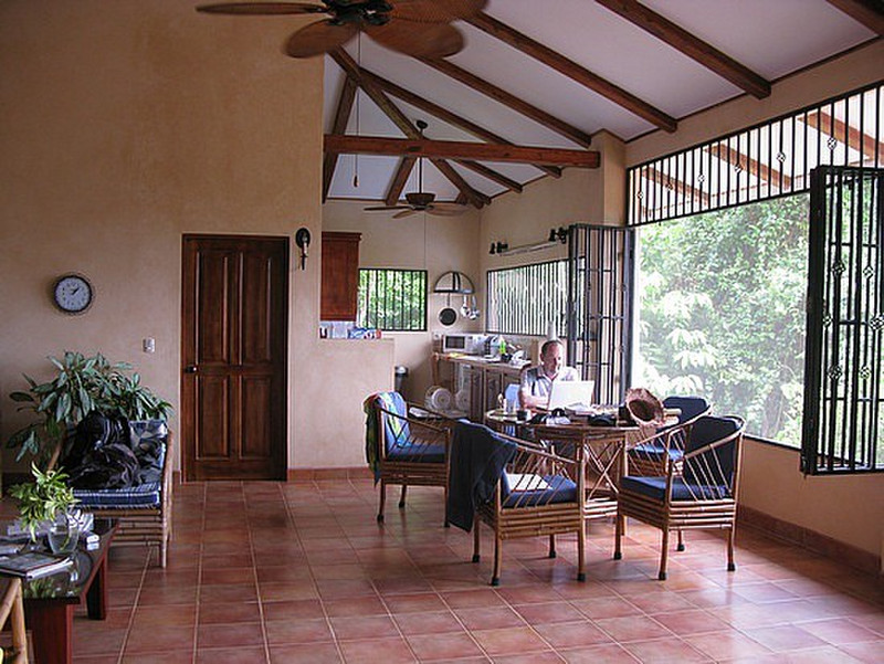 The open kitchen and dining area