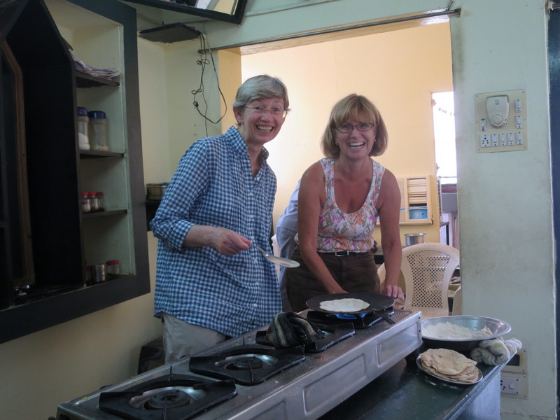 Sonya and Pat making chapatis