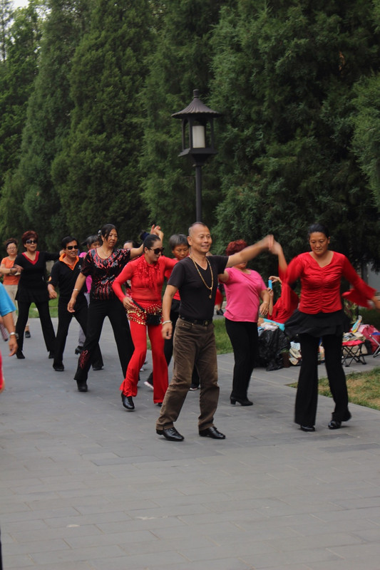 Chinese line dancing in the park