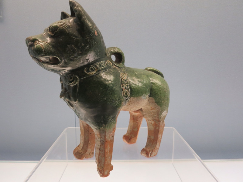 Green glazed pottery dog. 25 - 220 AD