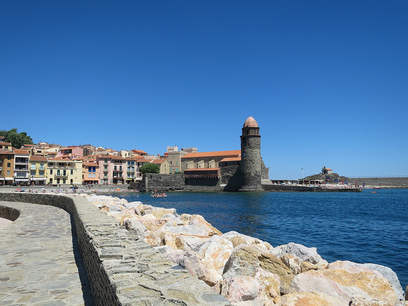 The sea wall and church tower