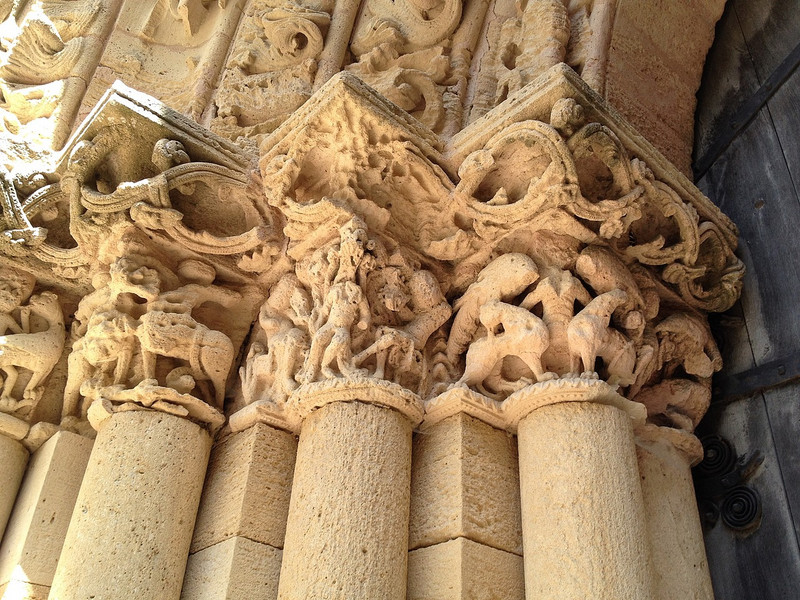 Carving on pillars outside the church