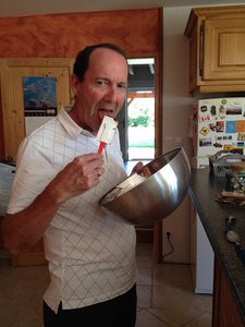 Jim tasting the homemade chocolate mousse!