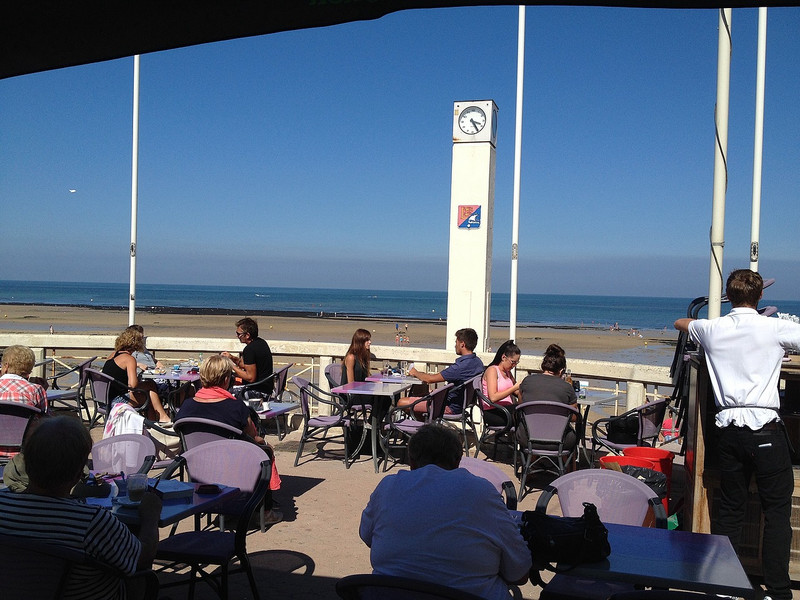 Our coffee stop along the Normandy coast