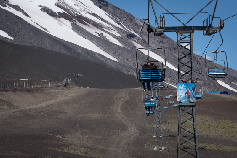 Ski lift up Osorno above cafeteria
