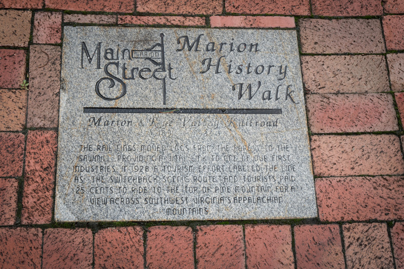 Marion historic railroad marker