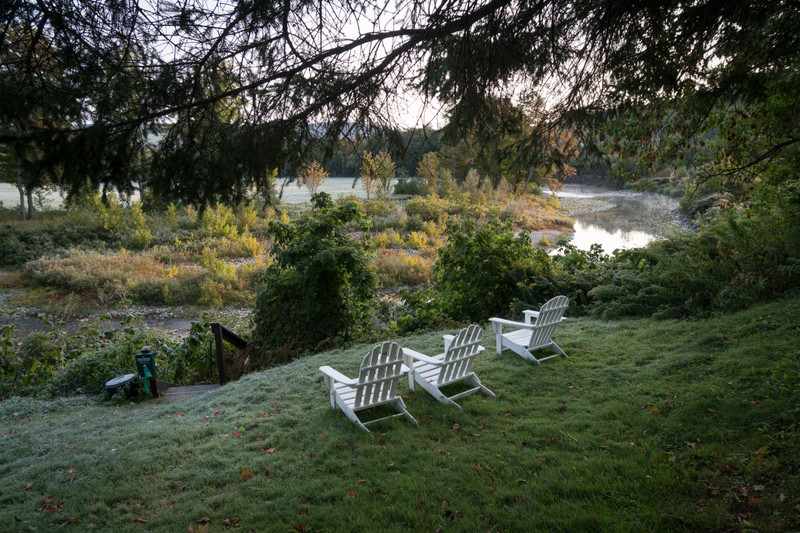 Early morning at a garden on the Ottauquechee River