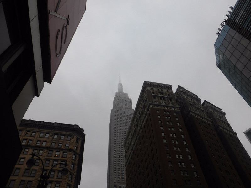 Grey skies obscuring Empire spire.