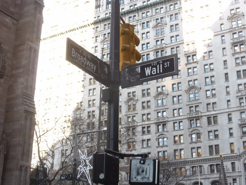 The signs - Broadway and Wall Street.