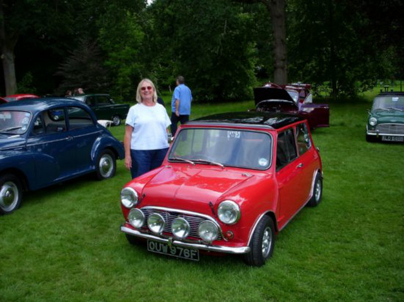 Stacy and a 1965 Mini Cooper S